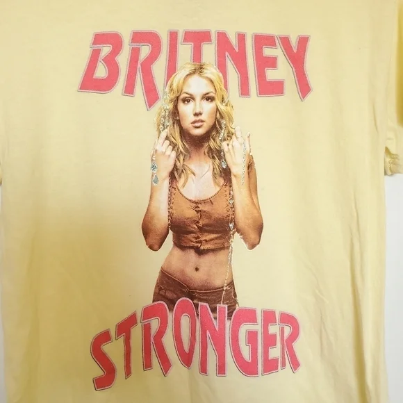 BRITNEY SPEARS STRONGER GRAPHIC TEE YELLOW PINK SHORT SLEEVE WOMENS ( S ) - Picture 3 of 8